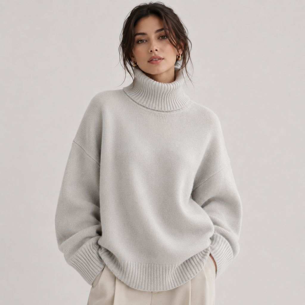 Women's Premium Turtleneck Sweater Warm Lightweight Knit Pullover