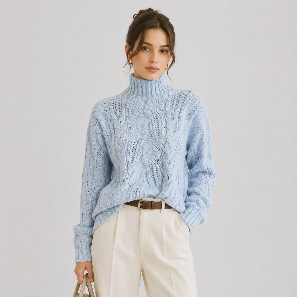 Women's Premium Cashmere Look Sweater Warm Long Sleeve Knitwear