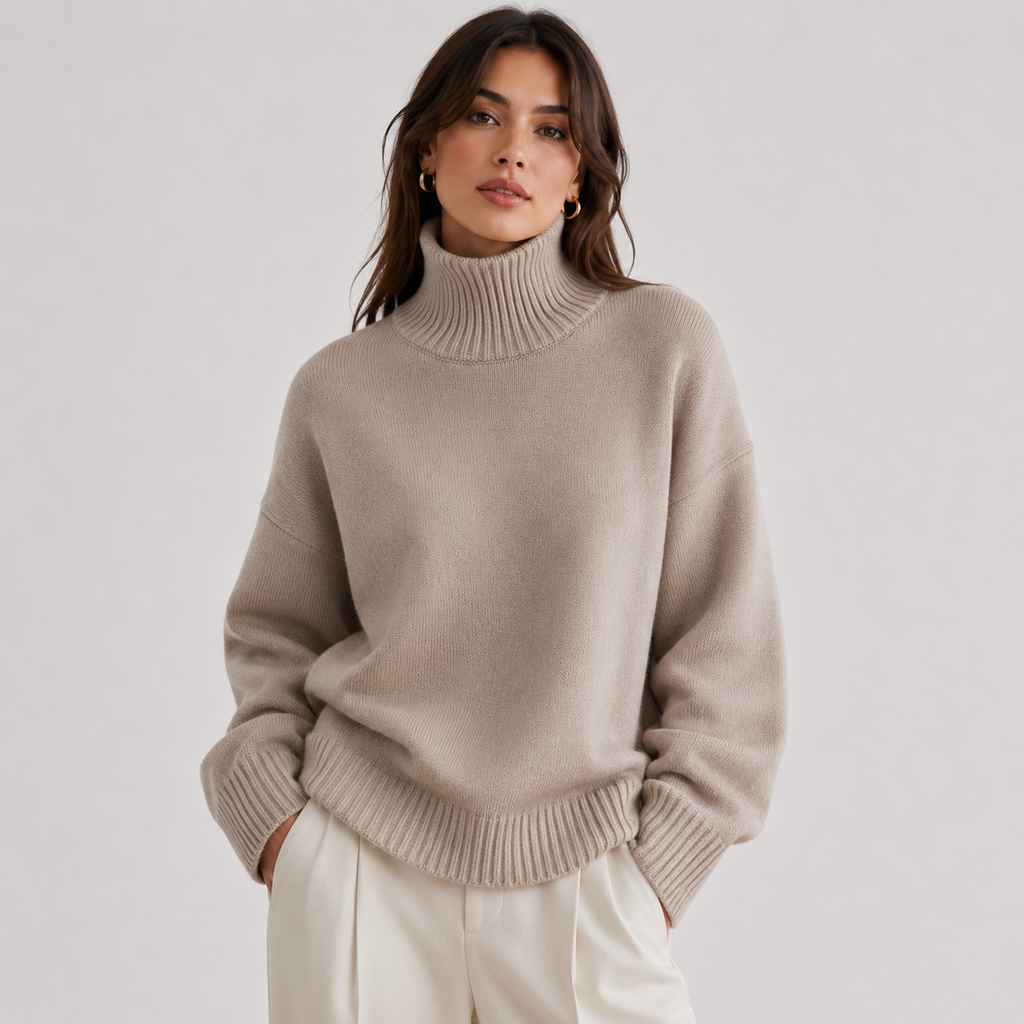 Women's Premium Turtleneck Sweater Warm Lightweight Knit Pullover
