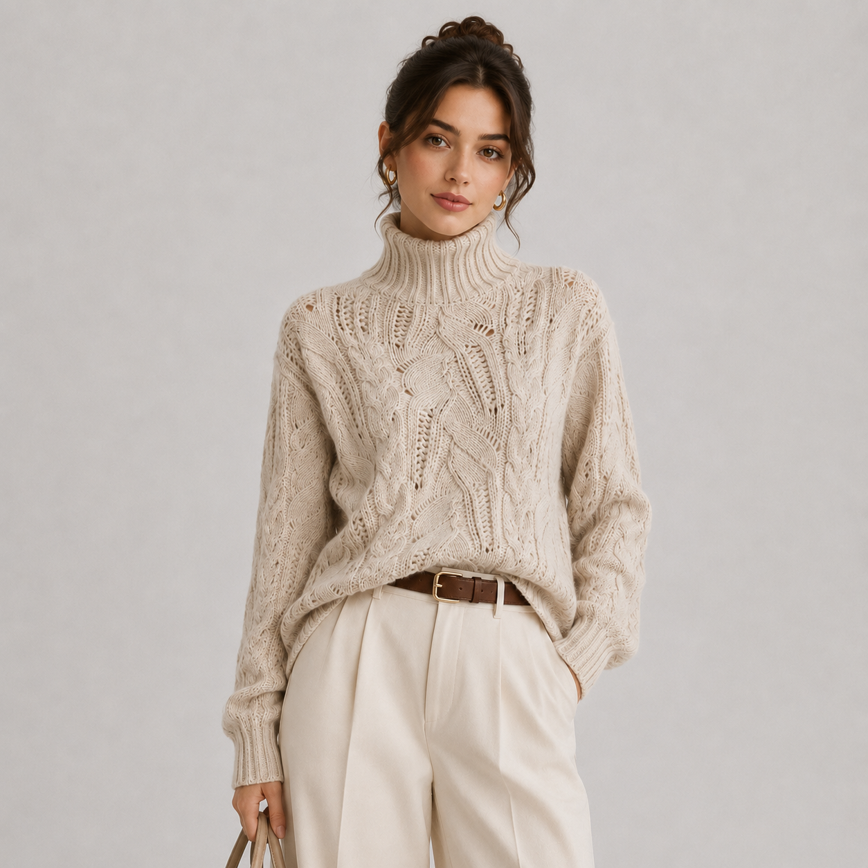 Women's Premium Cashmere Look Sweater Warm Long Sleeve Knitwear