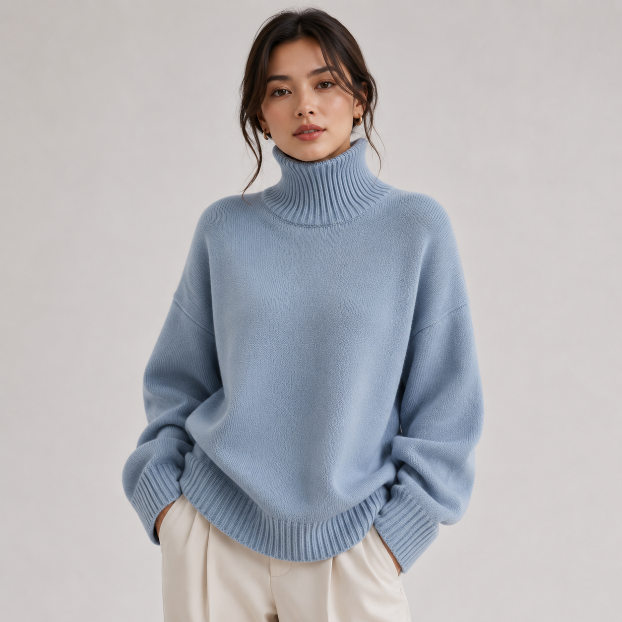 Women's Premium Turtleneck Sweater Warm Lightweight Knit Pullover