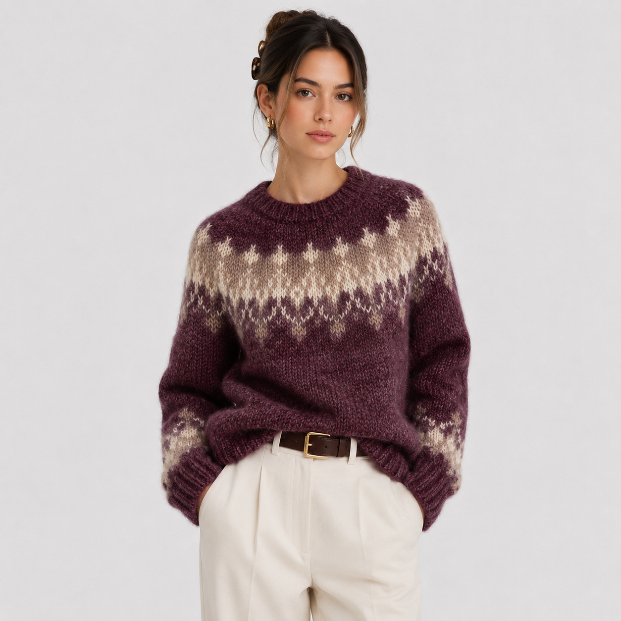 Women's Premium Cashmere Look Pullover Lightweight Warm Knitwear