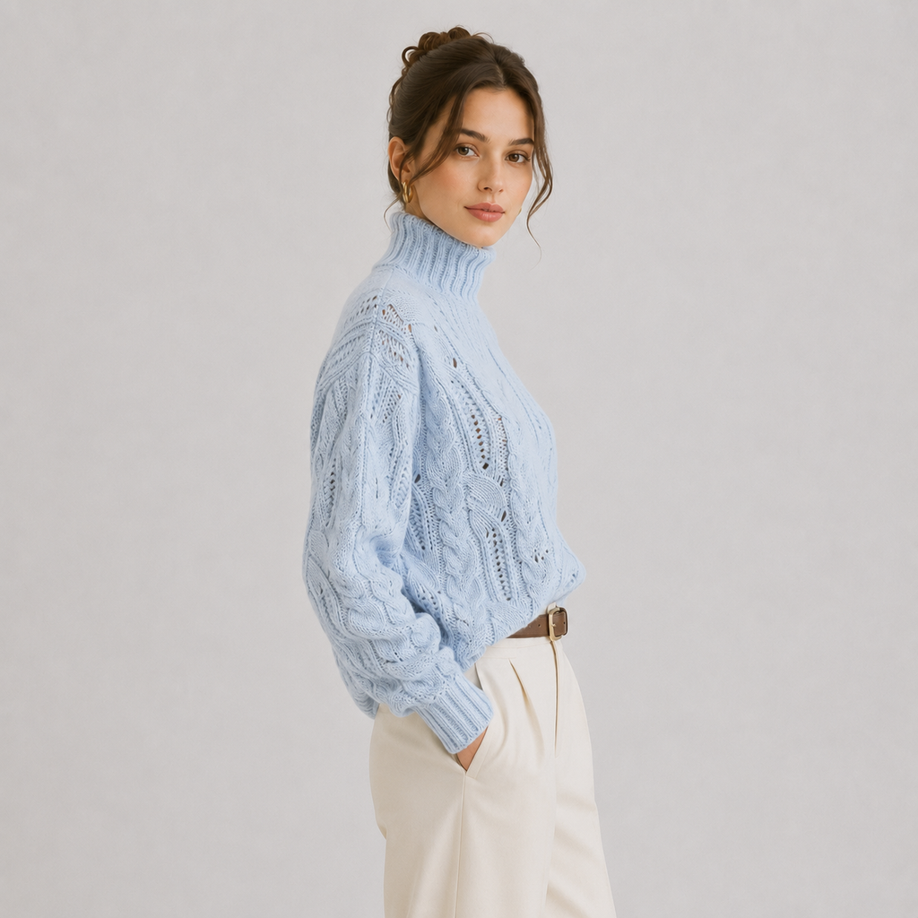 Women's Premium Cashmere Look Sweater Warm Long Sleeve Knitwear