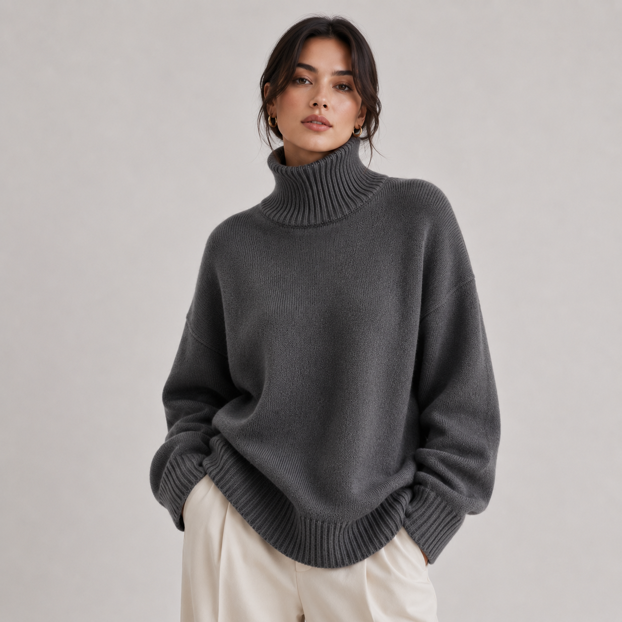Women's Premium Turtleneck Sweater Warm Lightweight Knit Pullover