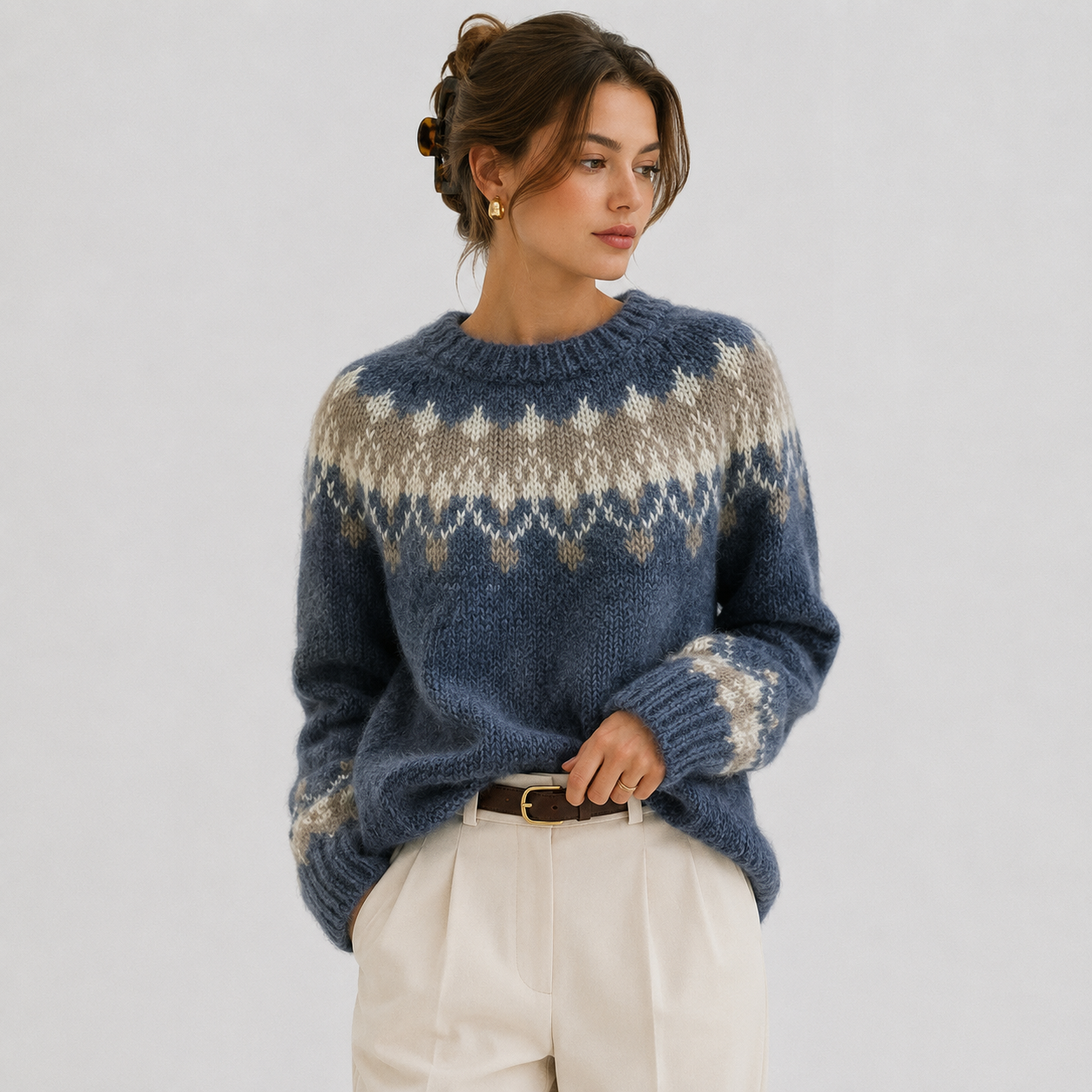 Women's Premium Cashmere Look Pullover Lightweight Warm Knitwear