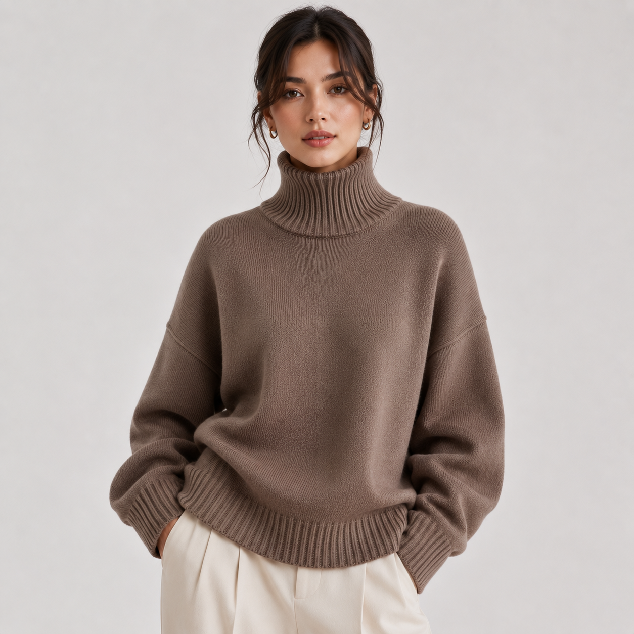 Women's Premium Turtleneck Sweater Warm Lightweight Knit Pullover