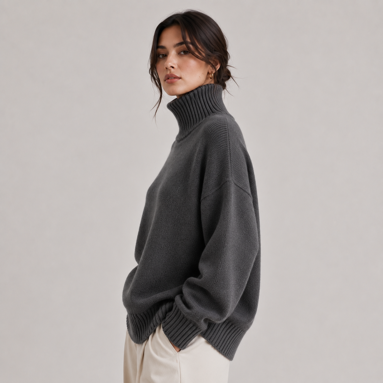 Women's Premium Turtleneck Sweater Warm Lightweight Knit Pullover