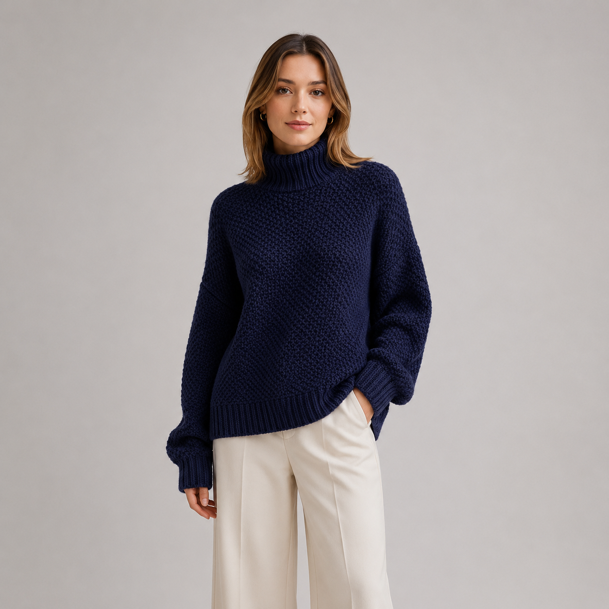 Women's Relaxed Sweater Comfortable Long Sleeve Knitwear