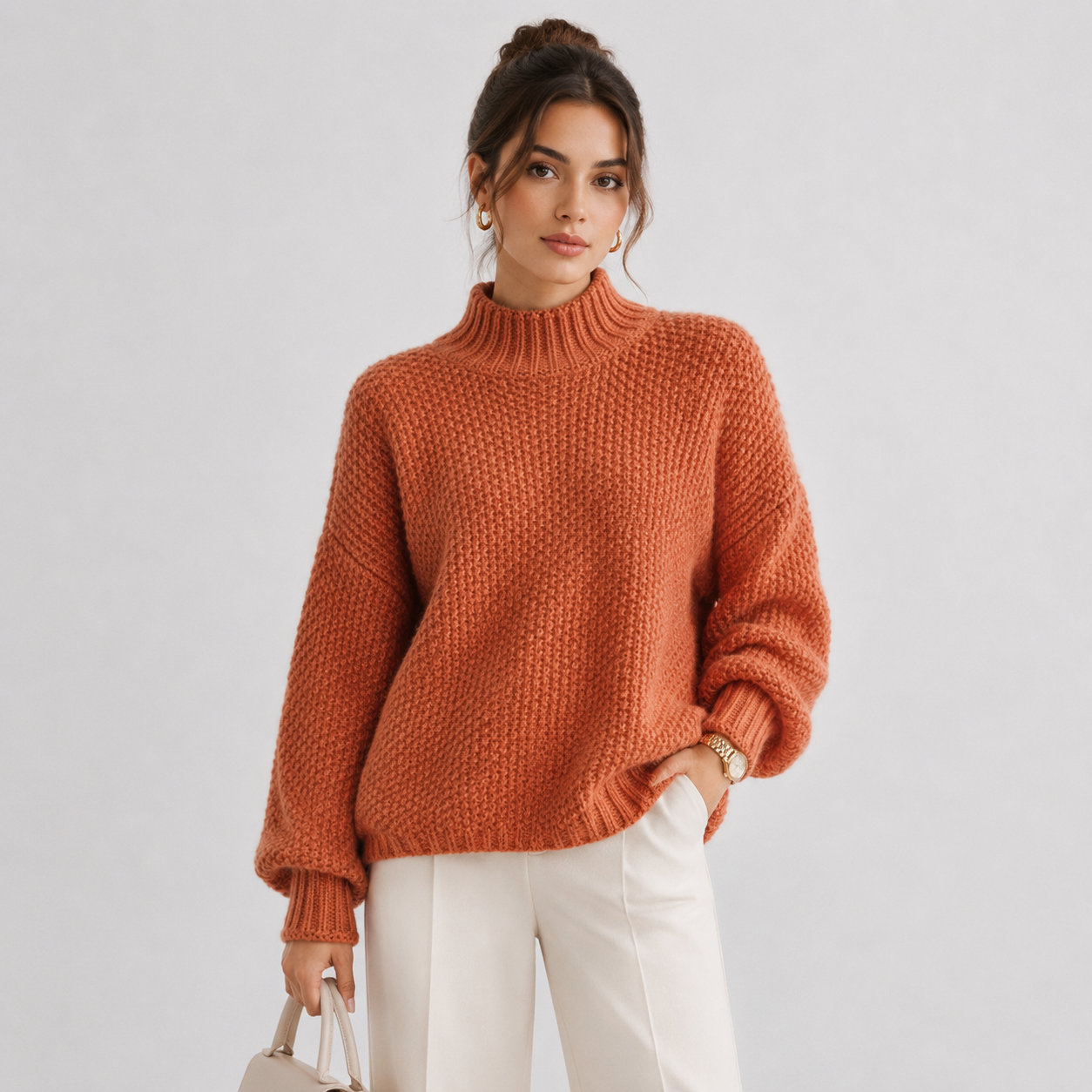Women's Relaxed Sweater Comfortable Long Sleeve Knitwear