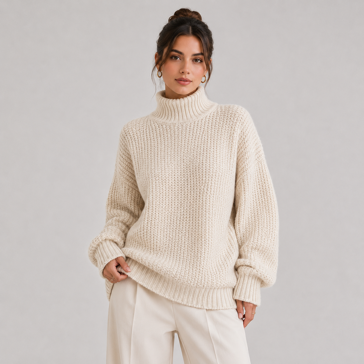 Women's Relaxed Sweater Comfortable Long Sleeve Knitwear