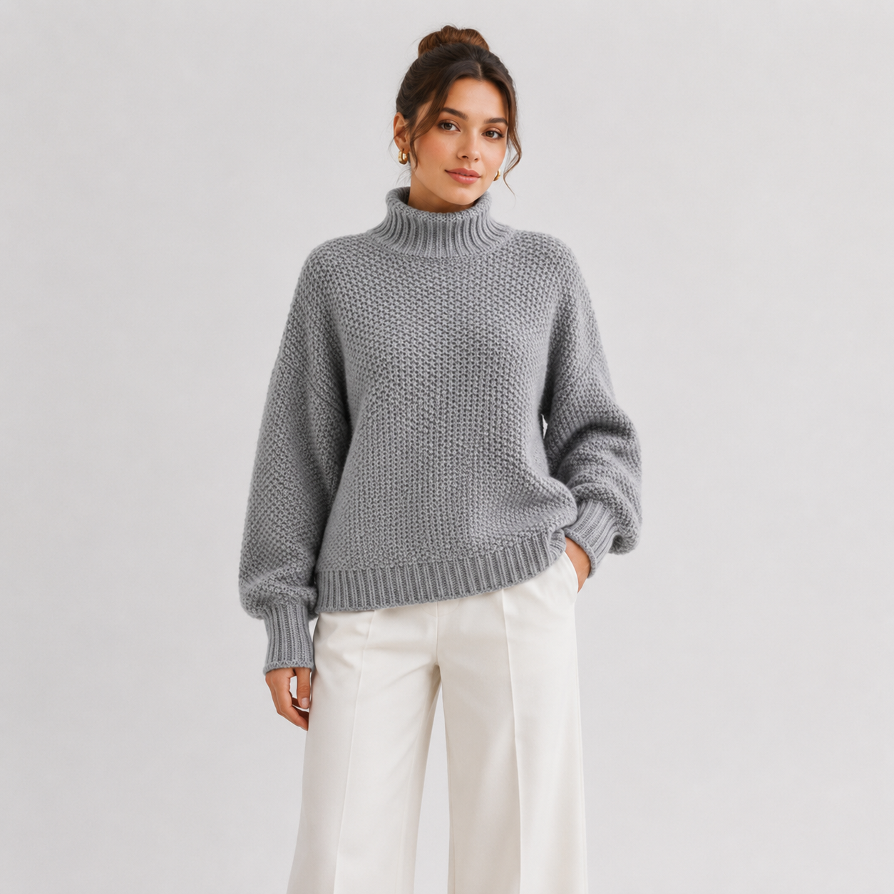 Women's Relaxed Sweater Comfortable Long Sleeve Knitwear