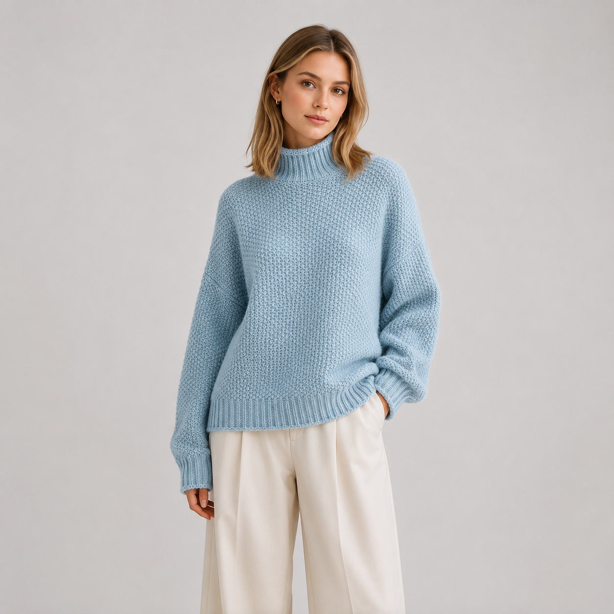 Women's Relaxed Sweater Comfortable Long Sleeve Knitwear