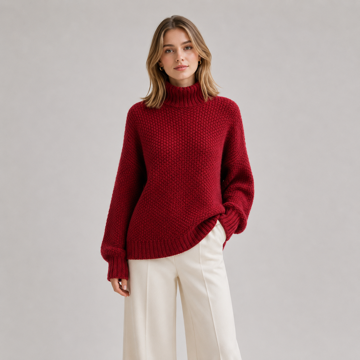 Women's Relaxed Sweater Comfortable Long Sleeve Knitwear