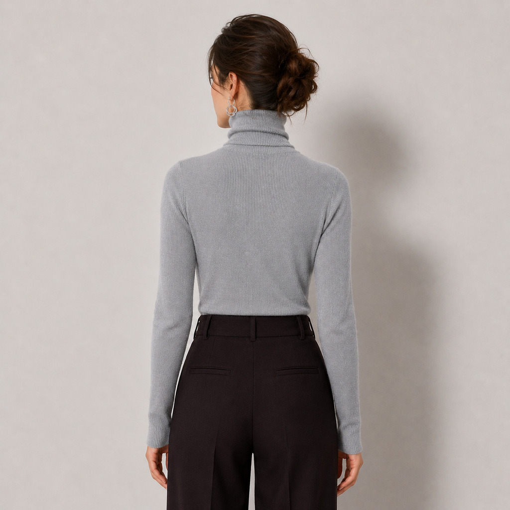 Women's Cashmere Look Turtleneck Lightweight Warm Knit Pullover