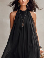 Vestido Femenino Largo Fluido sin Mangas para Verano Negro