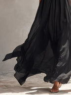 Vestido Femenino Largo Fluido sin Mangas para Verano Negro