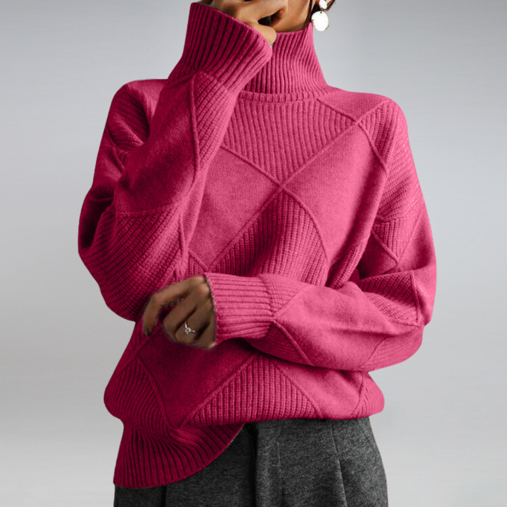 Drune | Cozy geometric knit turtleneck sweater for women