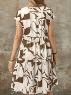 Vestido mini de mujer con cuello redondo casual de manga corta y estampado geométrico, primavera verano, ropa de mujer estilo bohemio