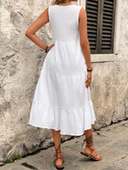 Vestido Femenino Midi Casual sin Mangas para Verano Azul