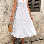 Vestido Femenino Midi Casual sin Mangas para Verano Azul