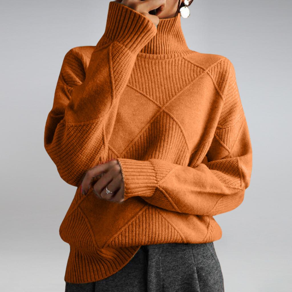 Drune | Cozy geometric knit turtleneck sweater for women