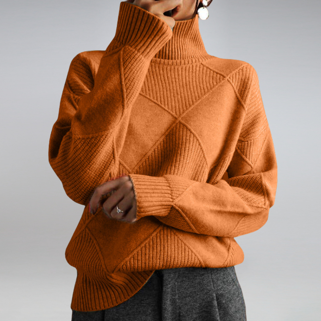 Drune | Cozy geometric knit turtleneck sweater for women
