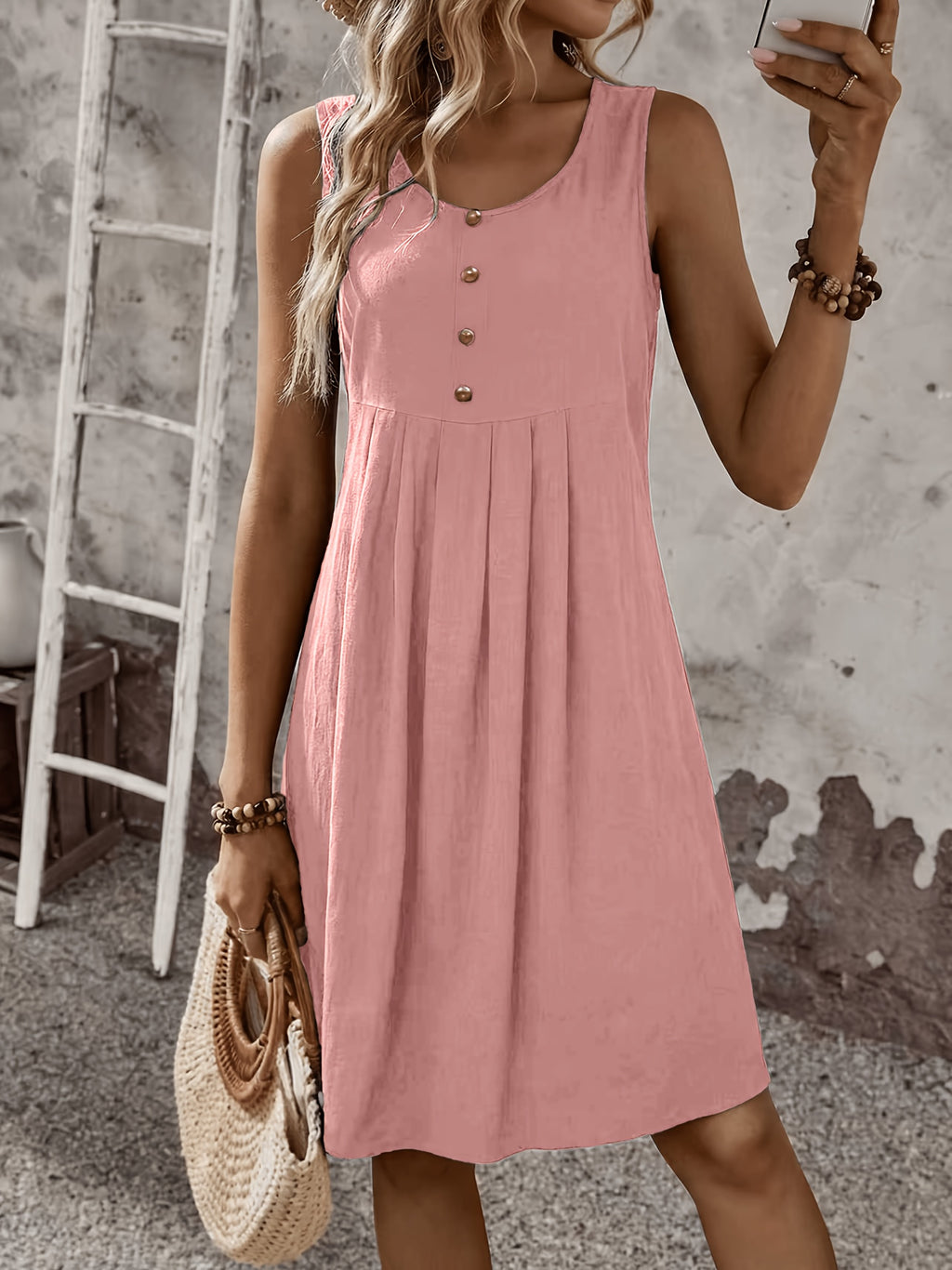 Vestido chaleco de verano para mujer, moda, cómodo, sexy, esencial para vacaciones, falda plisada, falda corta con botones