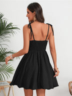 Vestido corto con tirantes finos para mujeres, vestido sin espalda con estampado de lunares, ropa casual para uso diario, vacaciones, fiestas