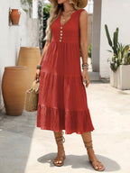 Vestido Femenino Midi Casual sin Mangas para Verano Azul