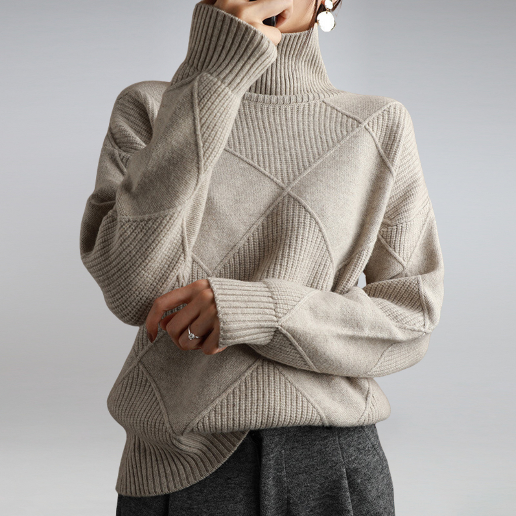 Drune | Cozy geometric knit turtleneck sweater for women