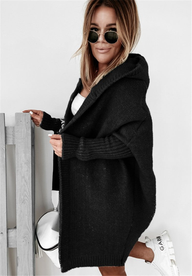 Women's Oversized Knit Cardigan with Open Front