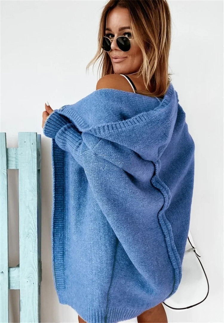 Women's Oversized Knit Cardigan with Open Front
