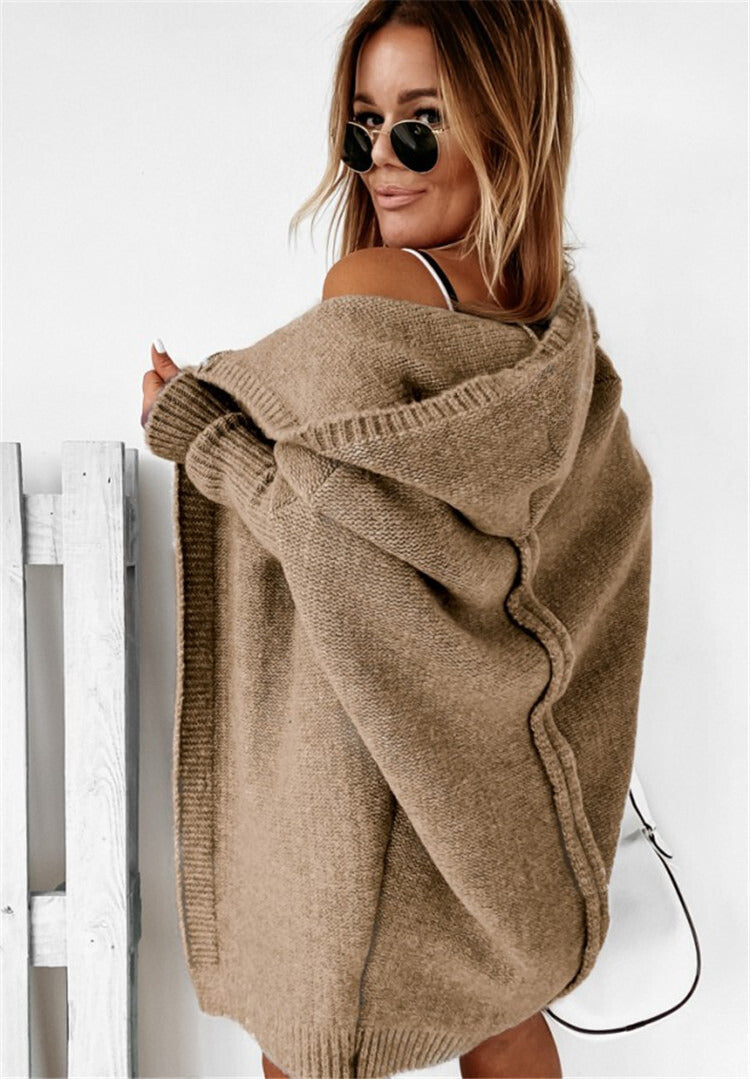 Women's Oversized Knit Cardigan with Open Front