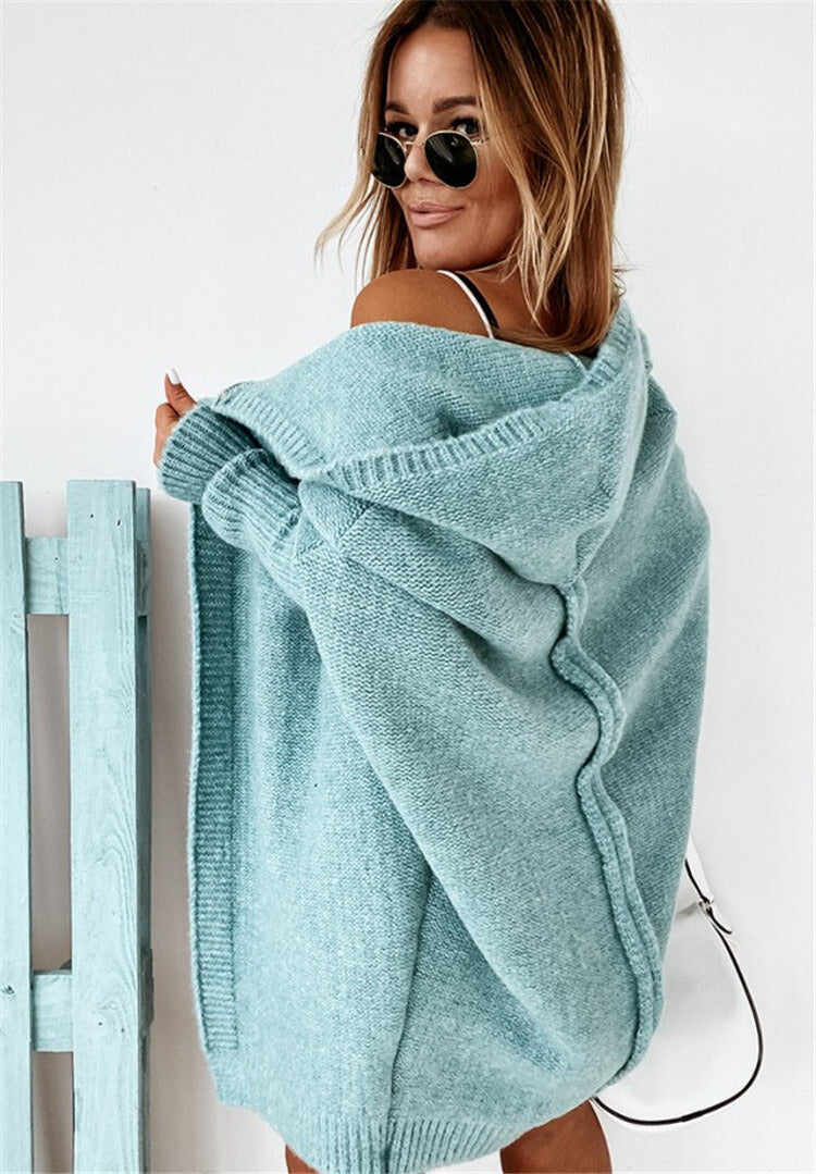 Women's Oversized Knit Cardigan with Open Front