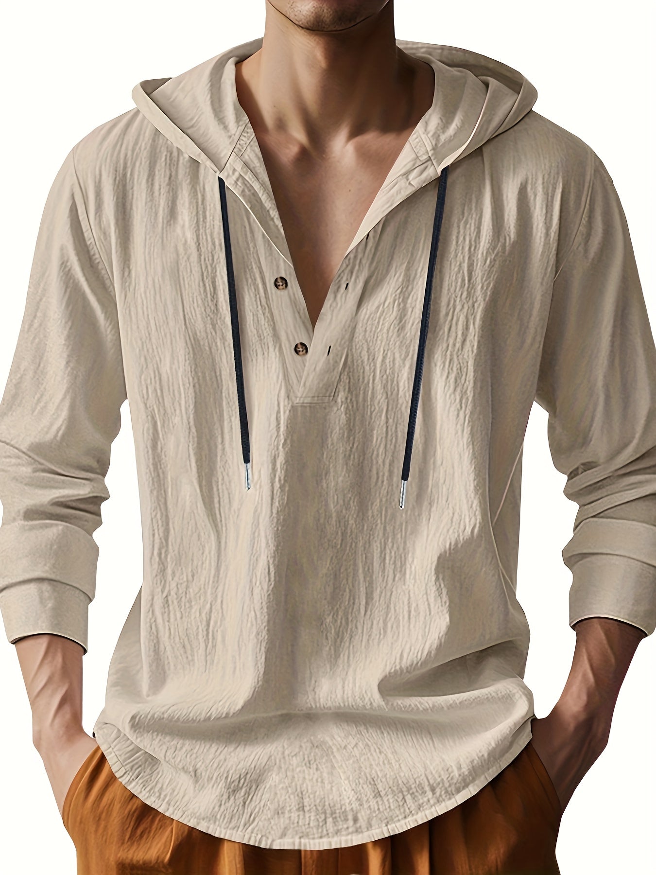 Kaelix™ | Camiseta Henley con capucha azul claro