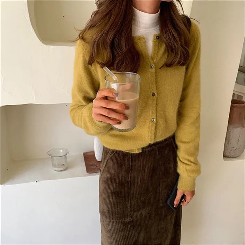 Women's Button-Front Knit Cardigan with Soft Finish