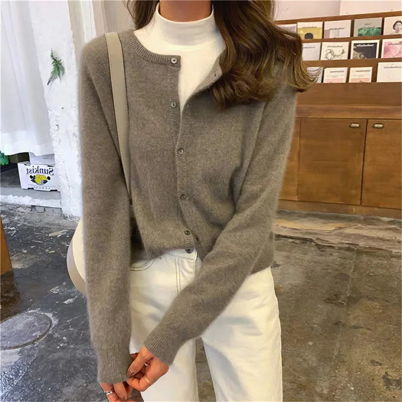 Women's Button-Front Knit Cardigan with Soft Finish