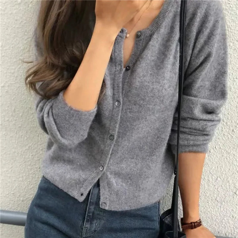 Women's Button-Front Knit Cardigan with Soft Finish