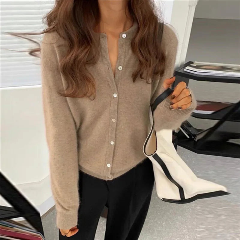 Women's Button-Front Knit Cardigan with Soft Finish