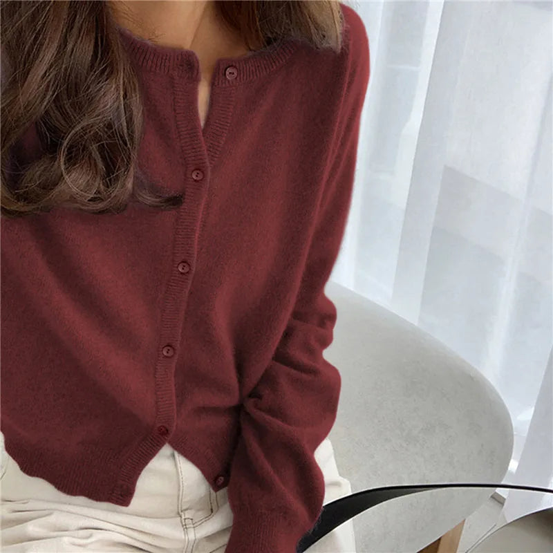 Women's Button-Front Knit Cardigan with Soft Finish