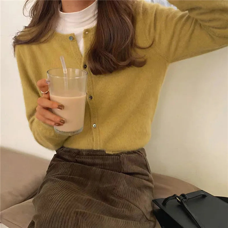 Women's Button-Front Knit Cardigan with Soft Finish