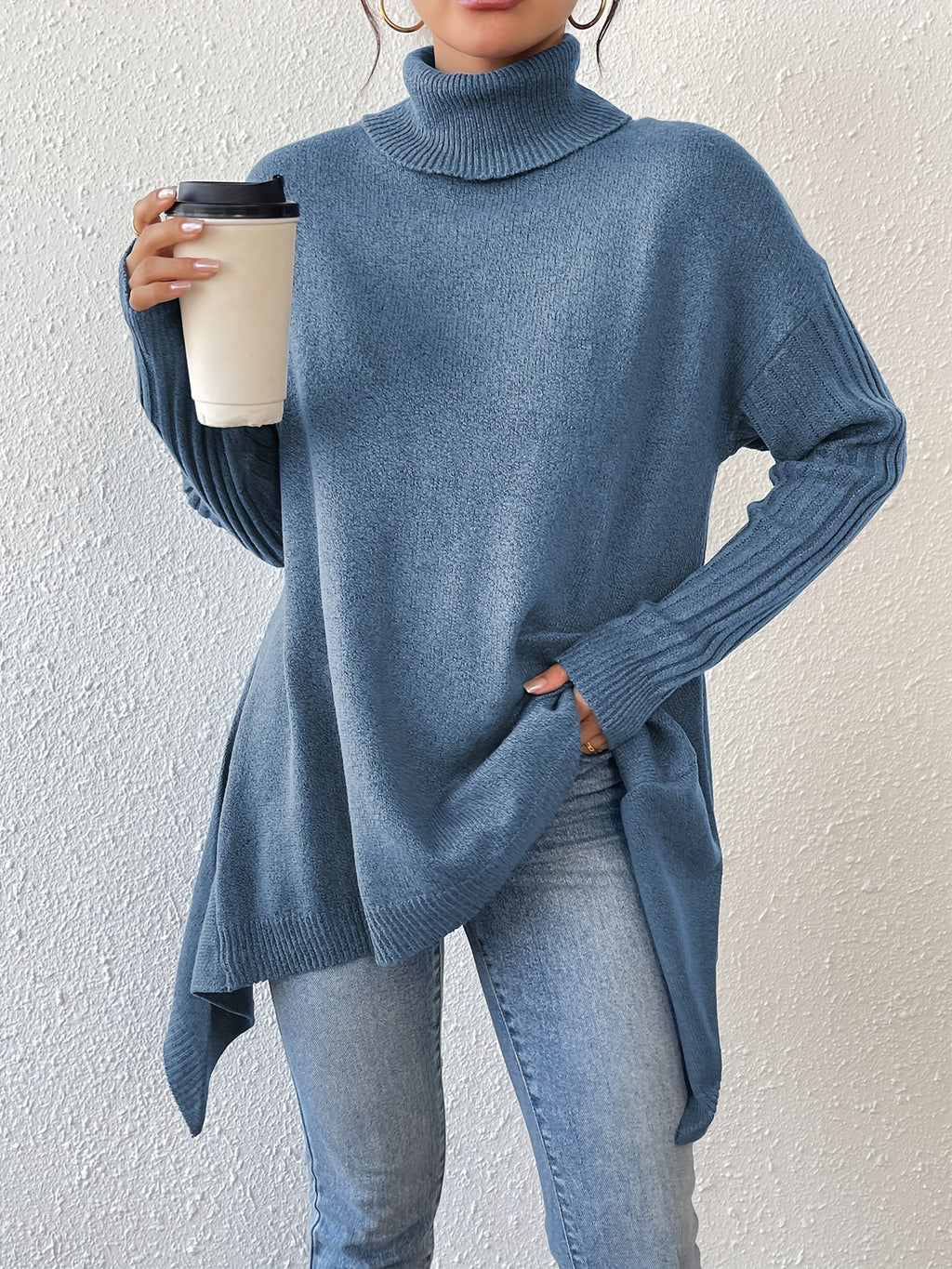 Auralyn™ | Jersey de cuello alto asimétrico y acogedor