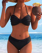 Bikini Einfarbig Genick