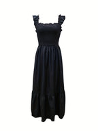 Vestido Maxi Casual Boho Chic con Escote Cuadrado y Falda Fluida Mujer