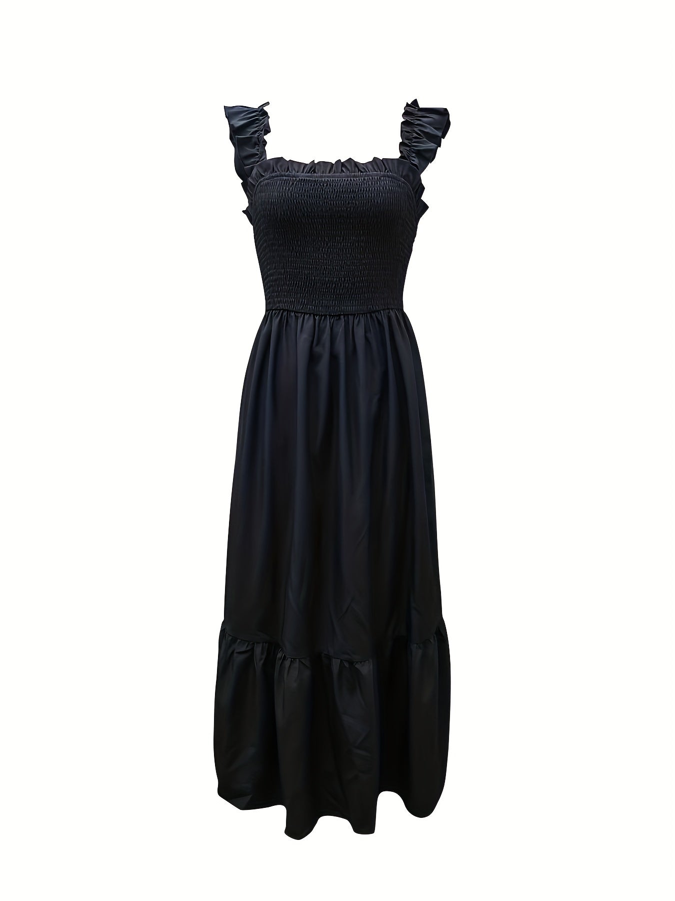 Vestido Maxi Casual Boho Chic con Escote Cuadrado y Falda Fluida Mujer