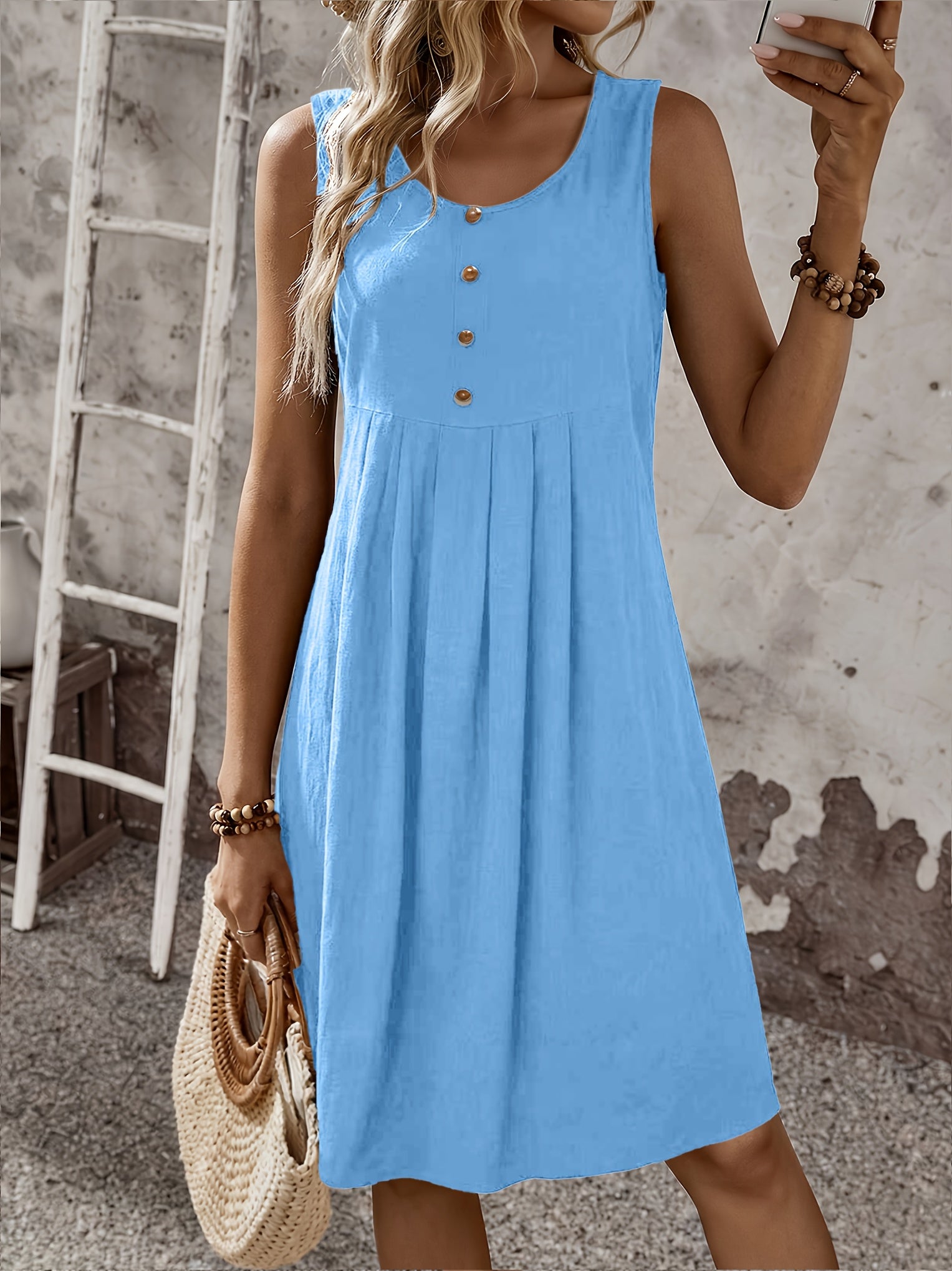 Vestido chaleco de verano para mujer, moda, cómodo, sexy, esencial para vacaciones, falda plisada, falda corta con botones