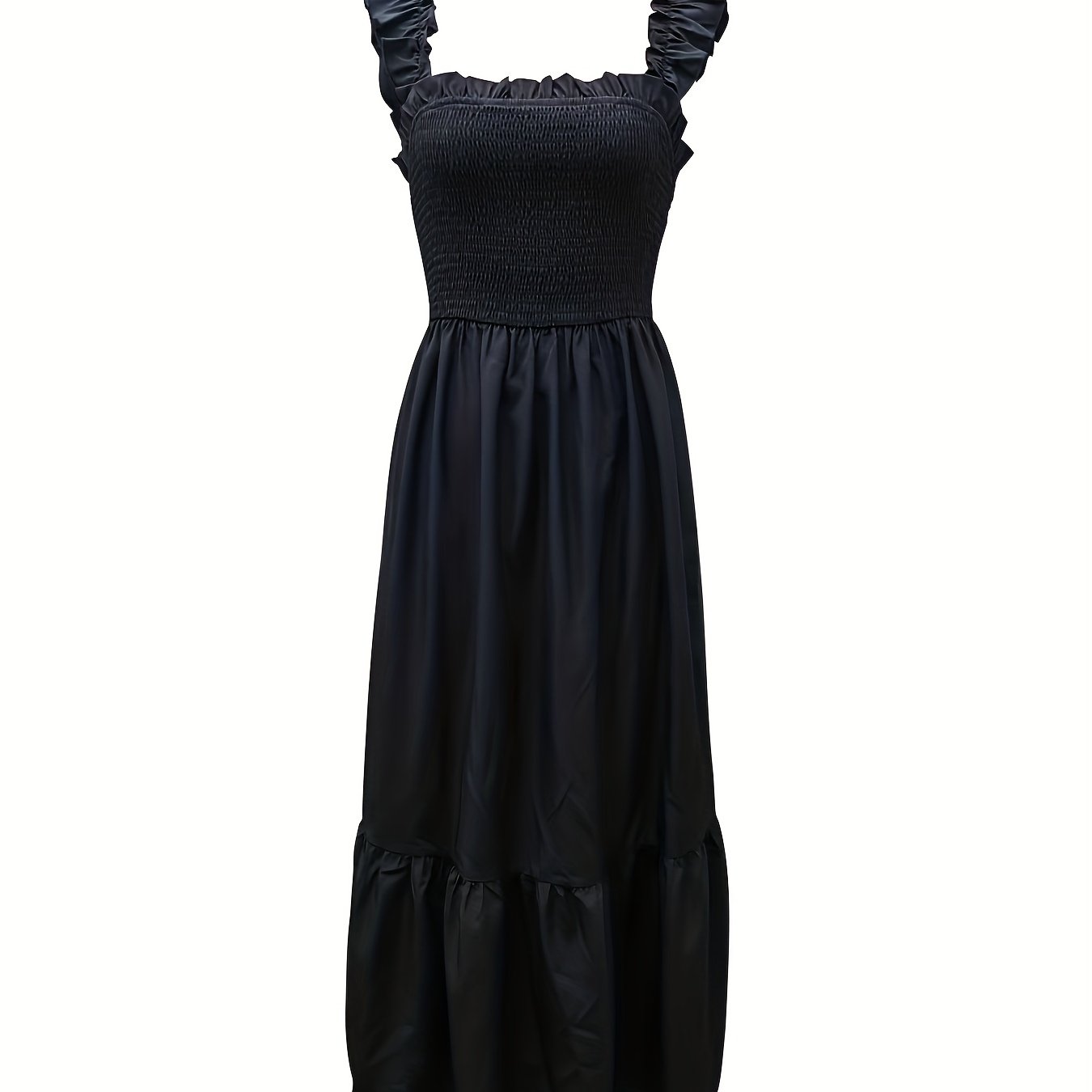 Vestido Maxi Casual Boho Chic con Escote Cuadrado y Falda Fluida Mujer