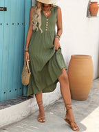 Vestido Femenino Midi Casual sin Mangas para Verano Azul