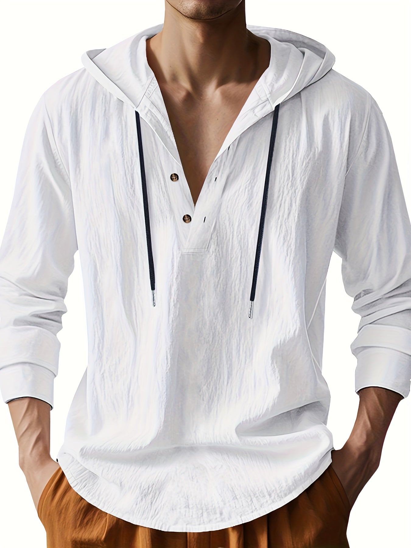 Kaelix™ | Camiseta Henley con capucha azul claro