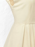 Vestido Midi Elegante Beige Marfil Corte Amplio para Fiesta, Boda y Eventos Formales